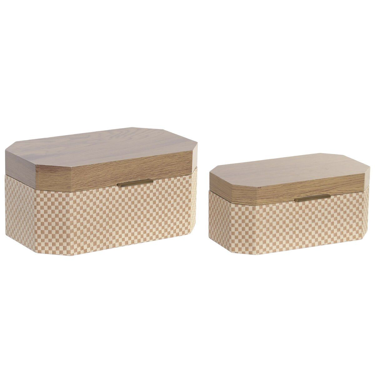 Caja-Joyero Home ESPRIT Natural Madera 30 x 19 x 14 cm (2 Unidades)