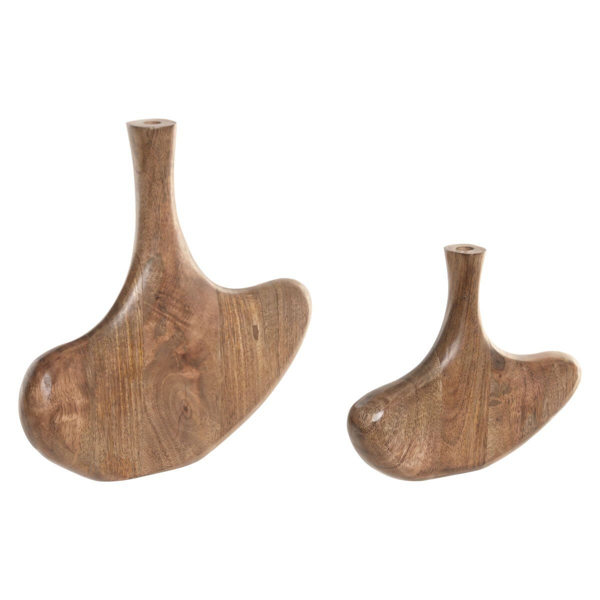 Set de 2 Jarrones Home ESPRIT Marrón Madera de mango Abstracto Natural Urbano 29 X 4,5 X 26 CM (2 Piezas)