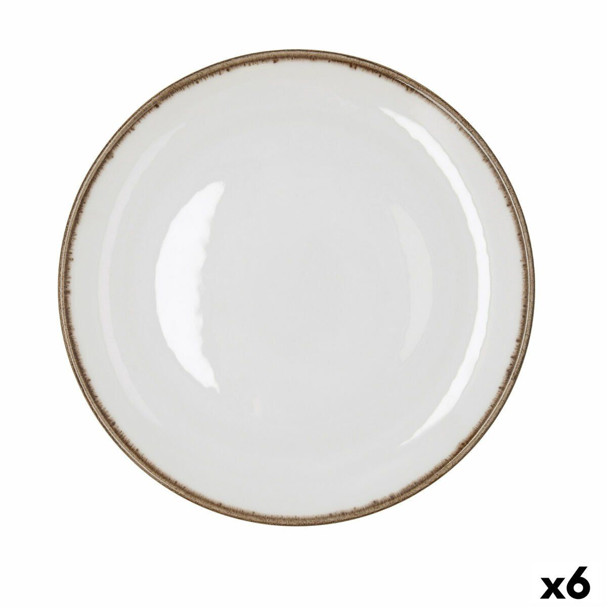 Plato Llano Bidasoa Orion Hydrozero Blanco Cerámica Ø 27 cm (6 Unidades)