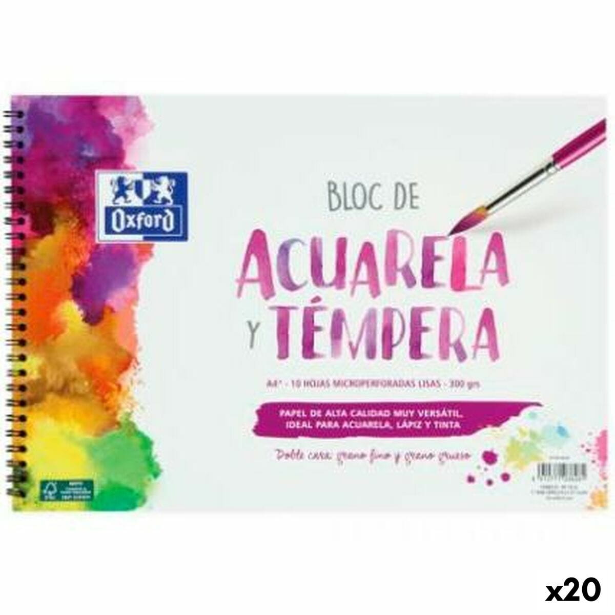 Bloc de acuarela Oxford 10 Hojas 300 g/m² (20 Unidades)