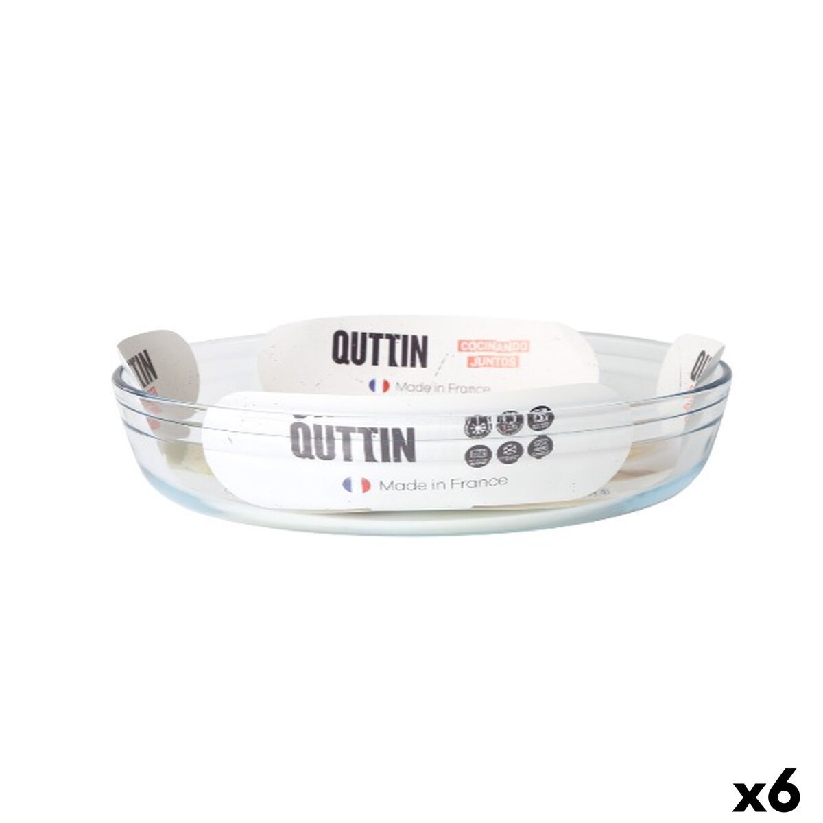 Fuente de Cocina Quttin Quttin Transparente Vidrio Ovalado 2,2 L 30,1 x 20,9 x 6,3 cm (6 Unidades)