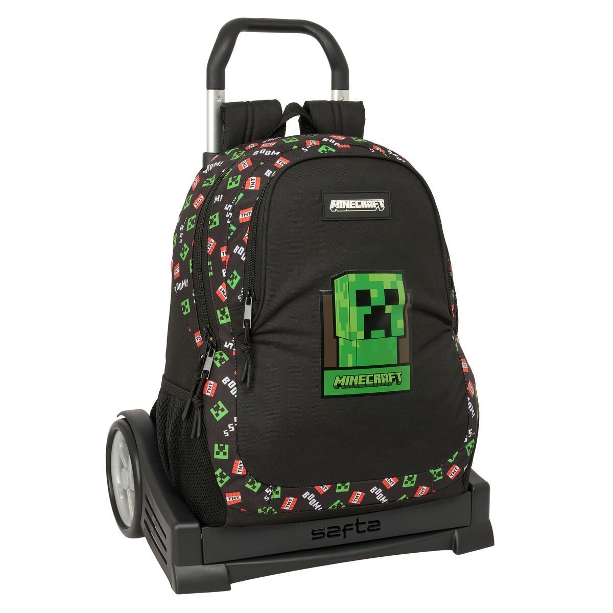 Mochila Escolar con Ruedas Minecraft Negro 32 x 44 x 16 cm
