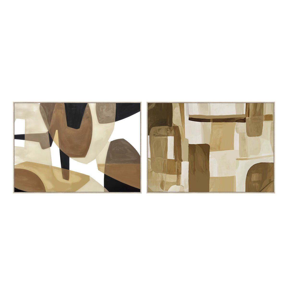 Lienzo Home ESPRIT Marrón Beige Abstracto Con relieve Urbano 140 x 4 x 100 cm (2 Unidades)