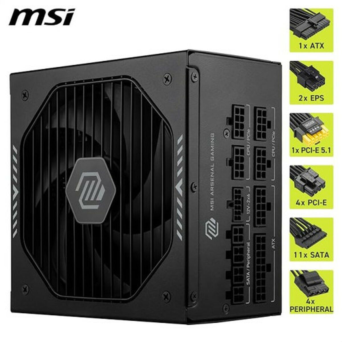 Fuente de Alimentación MSI 306-7ZP1B21-CE0 1000 W 80 Plus Gold ATX