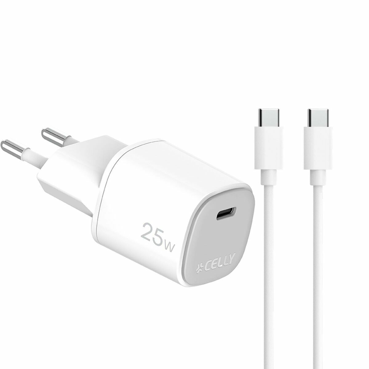 Cable USB Celly UPTC1USBC25WCTC Blanco