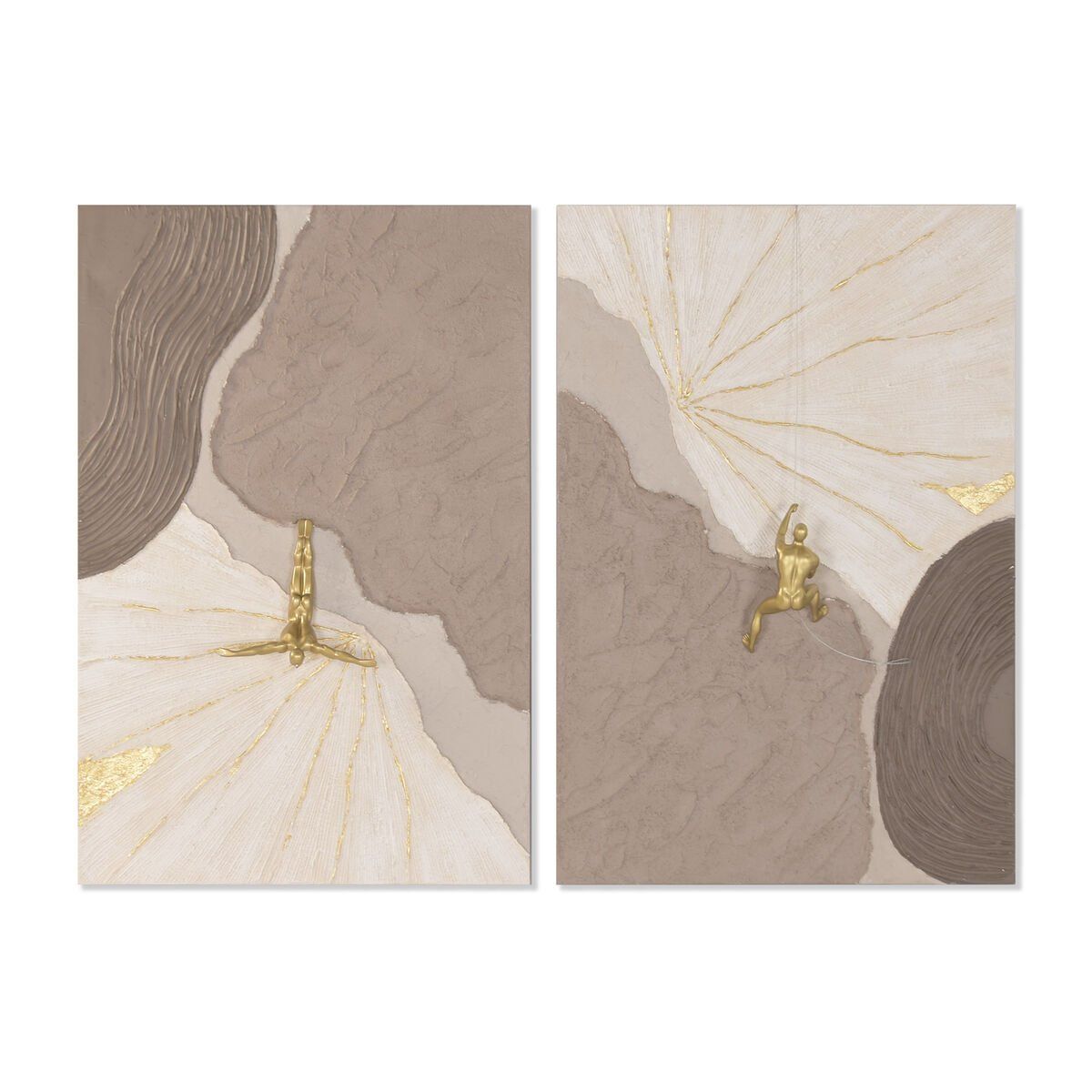 Lienzo Home ESPRIT Beige Moka Abstracto Hombre Moderno 80 X 17,5 X 120 CM (2 Unidades)