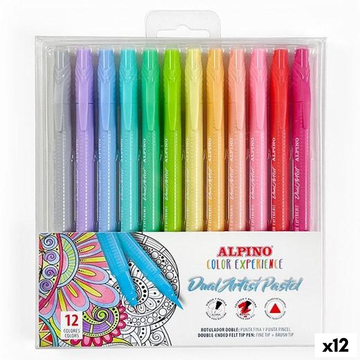 Set de Rotuladores Alpino COLOR EXPERIENCE DUAL ARTIST Multicolor Pastel 12 Piezas (12 Unidades)