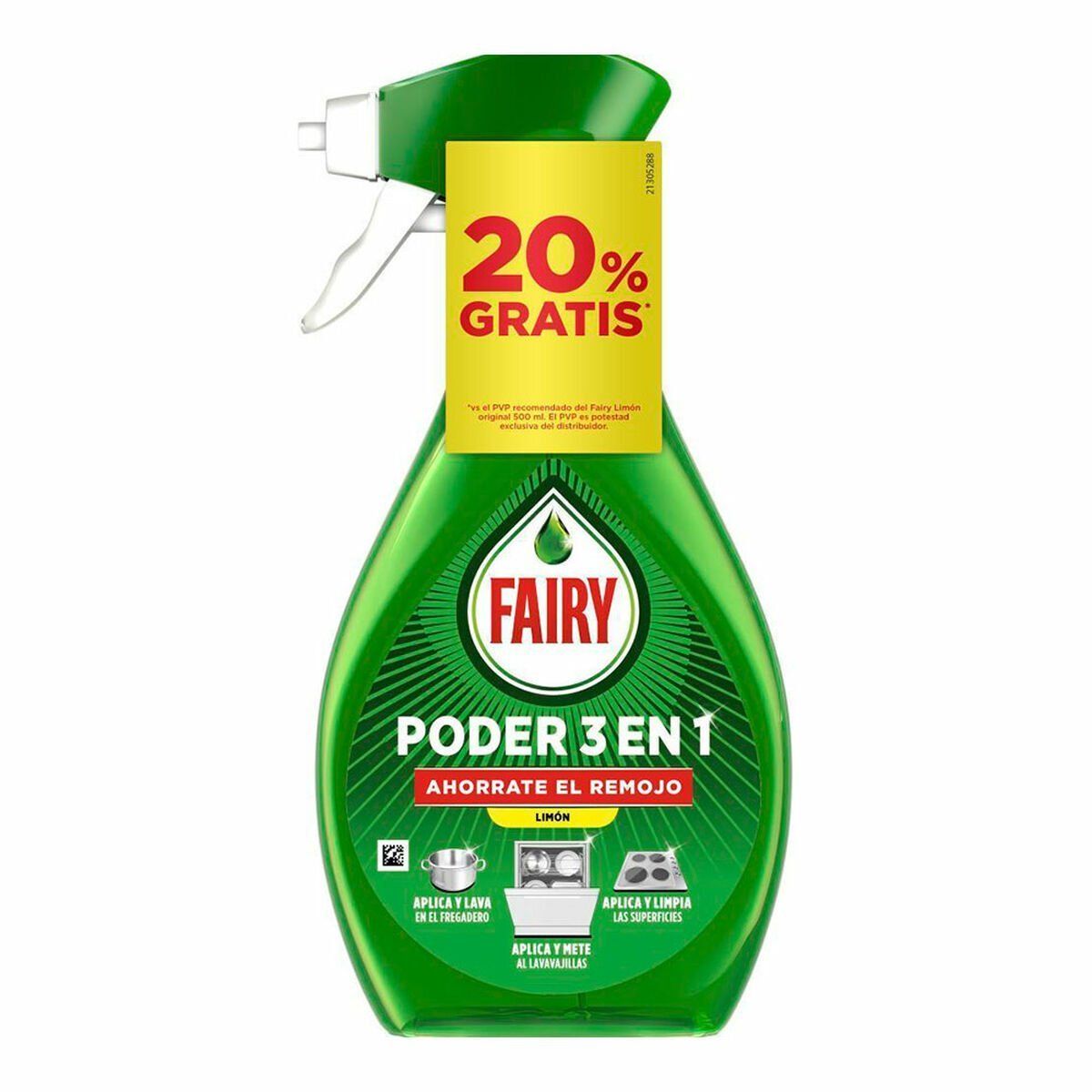Gel Lavavajillas Fairy PODER 3 EN 1 500 ml