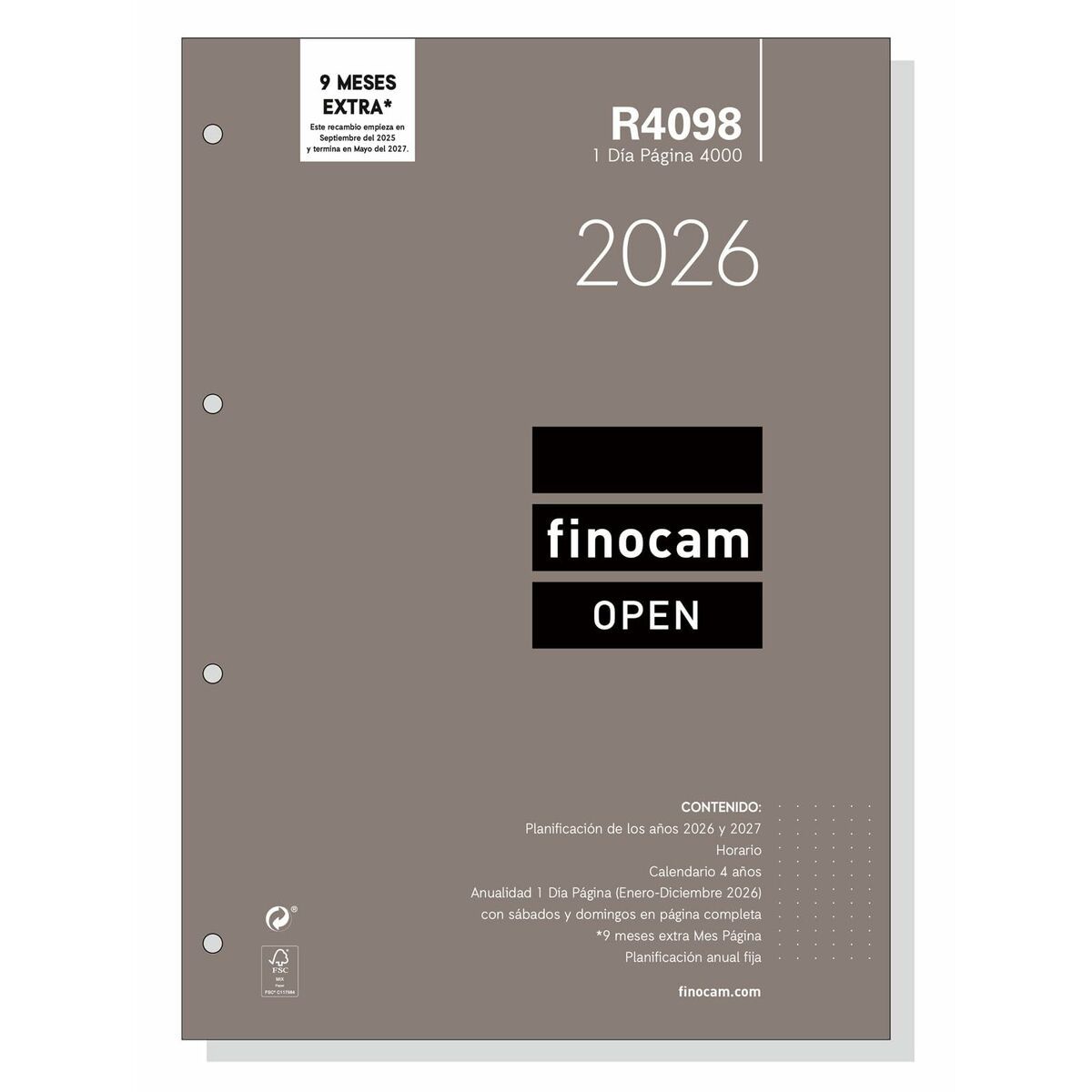 Recambio para Agenda Finocam OPEN R4098 A4 2026 21 x 29,7 cm