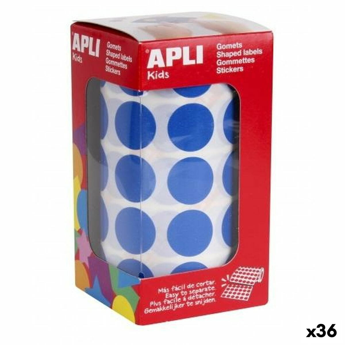 Pegatinas Apli Gomets Azul Redondo (36 Unidades)