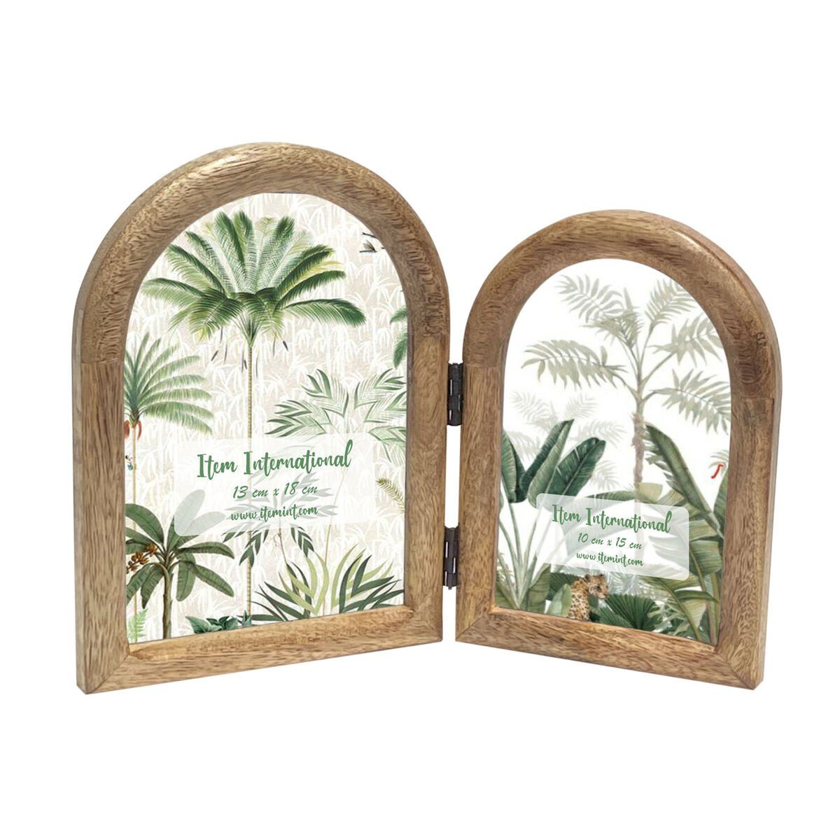Marco de Fotos Home ESPRIT Natural Cristal Madera de mango Tropical (2 Unidades)