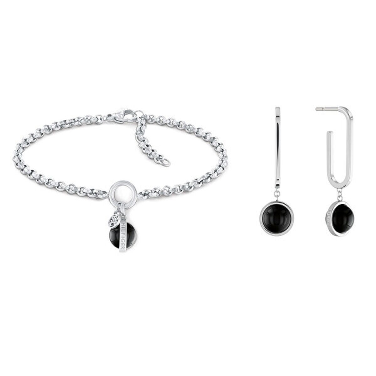 Conjunto Pulsera y Pendientes Tommy Hilfiger 2770171 Negro Plateado