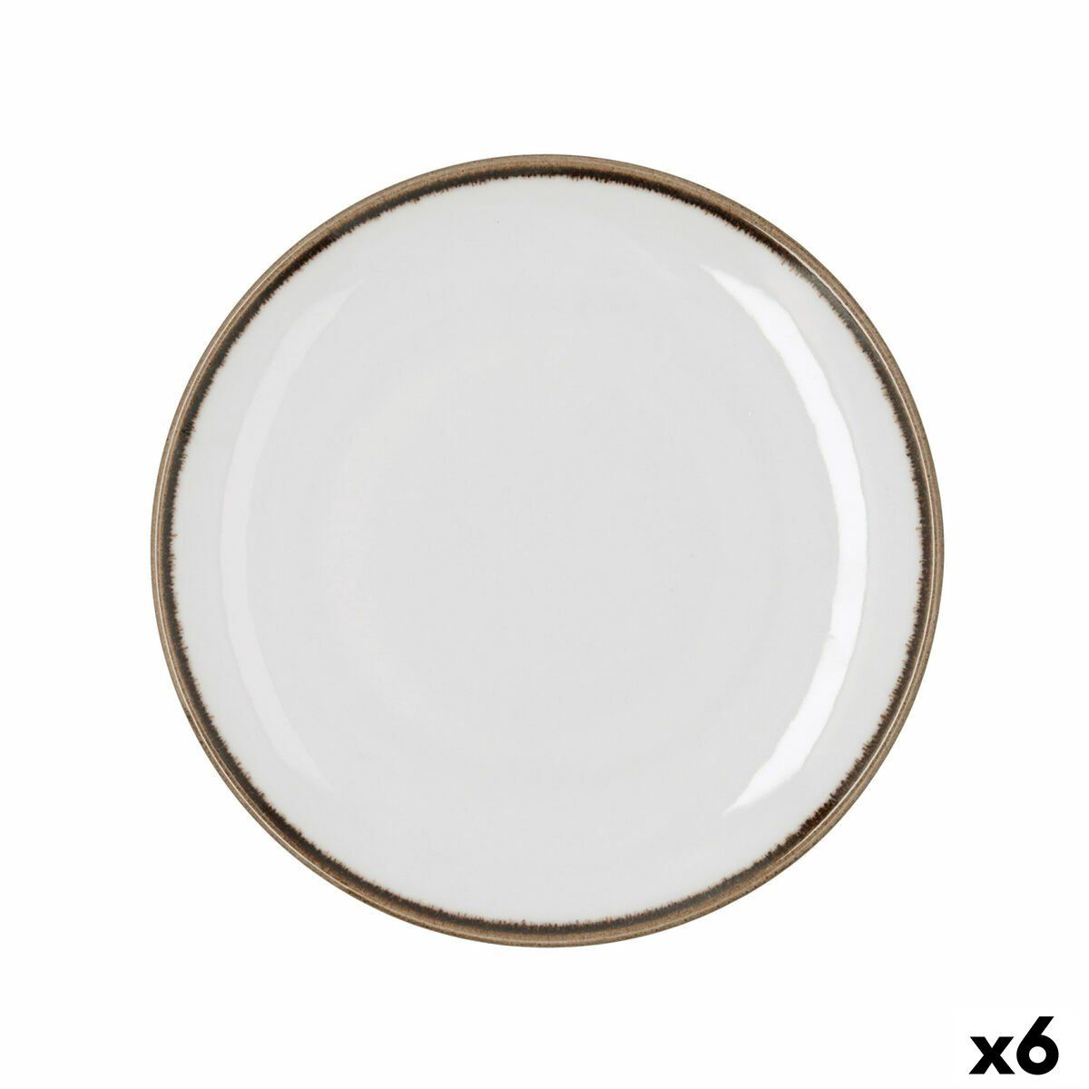 Plato Llano Bidasoa Orion Hydrozero Blanco Cerámica Ø 25 cm (6 Unidades)