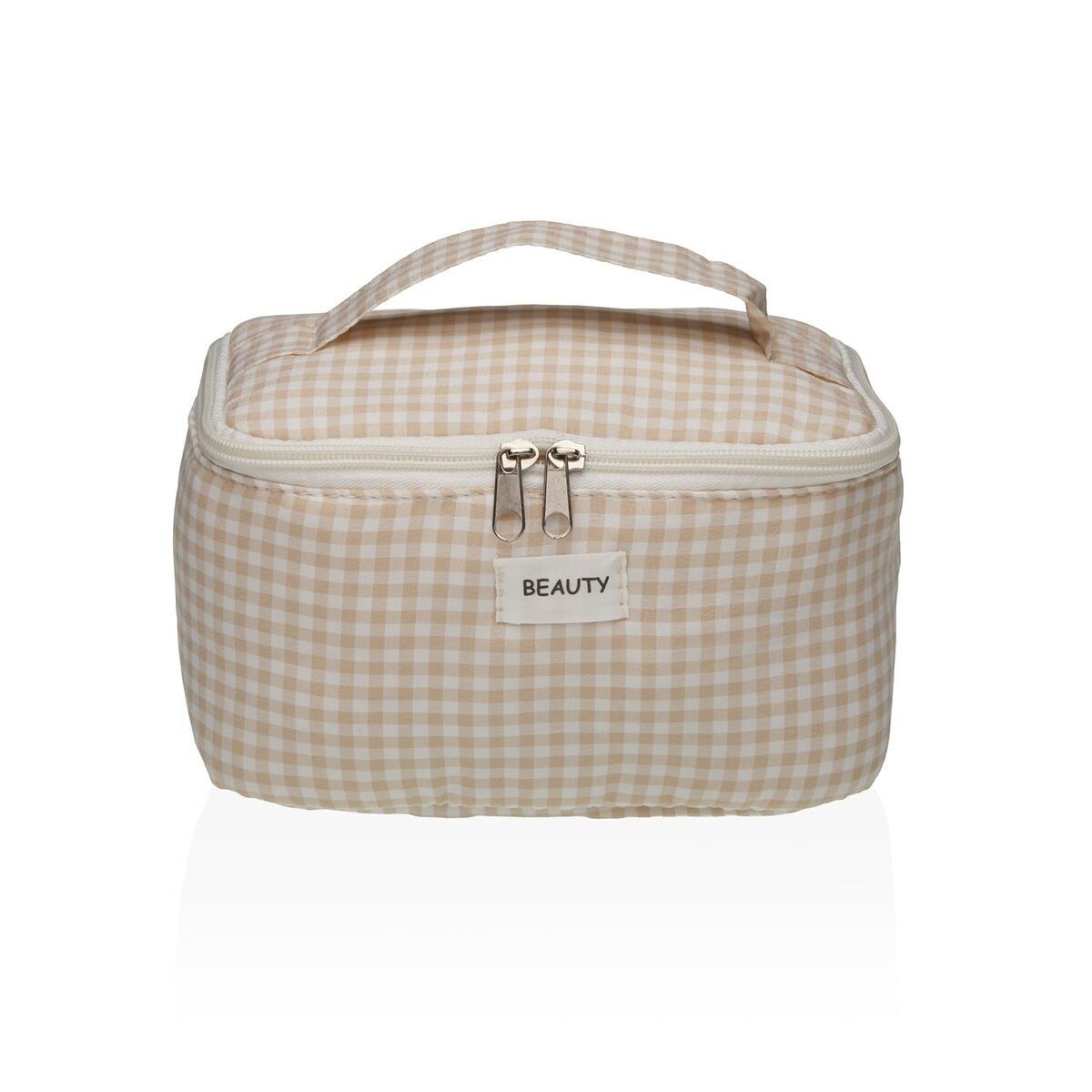 Neceser de Viaje Versa Vichy Beige Poliéster Textil 12 x 12 x 20 cm