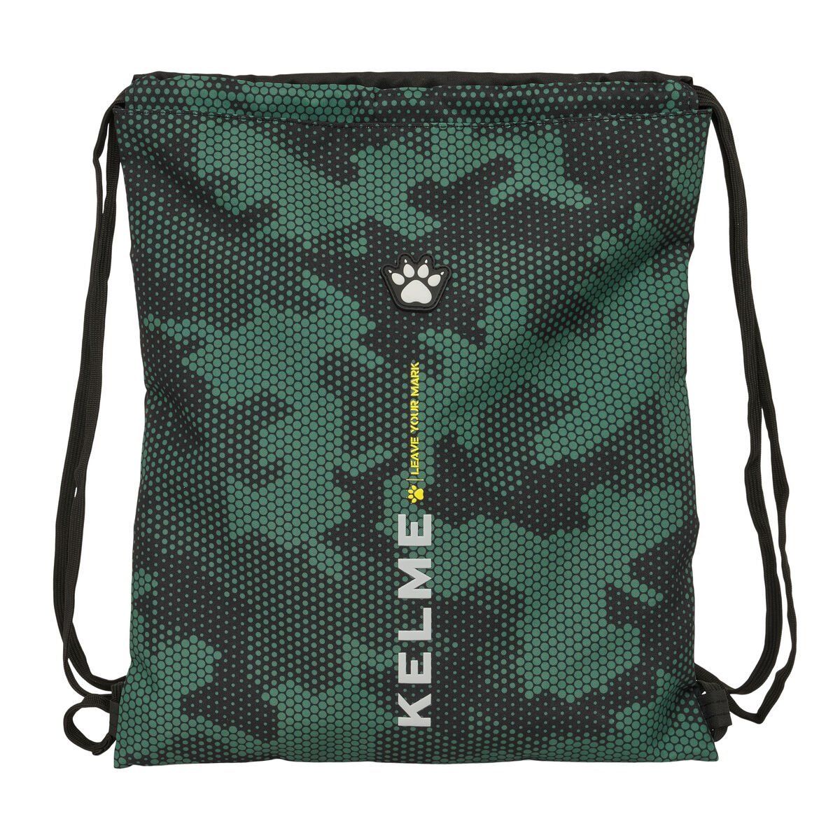 Bolsa Mochila con Cuerdas Kelme Camo Negro Verde 35 x 40 x 1 cm