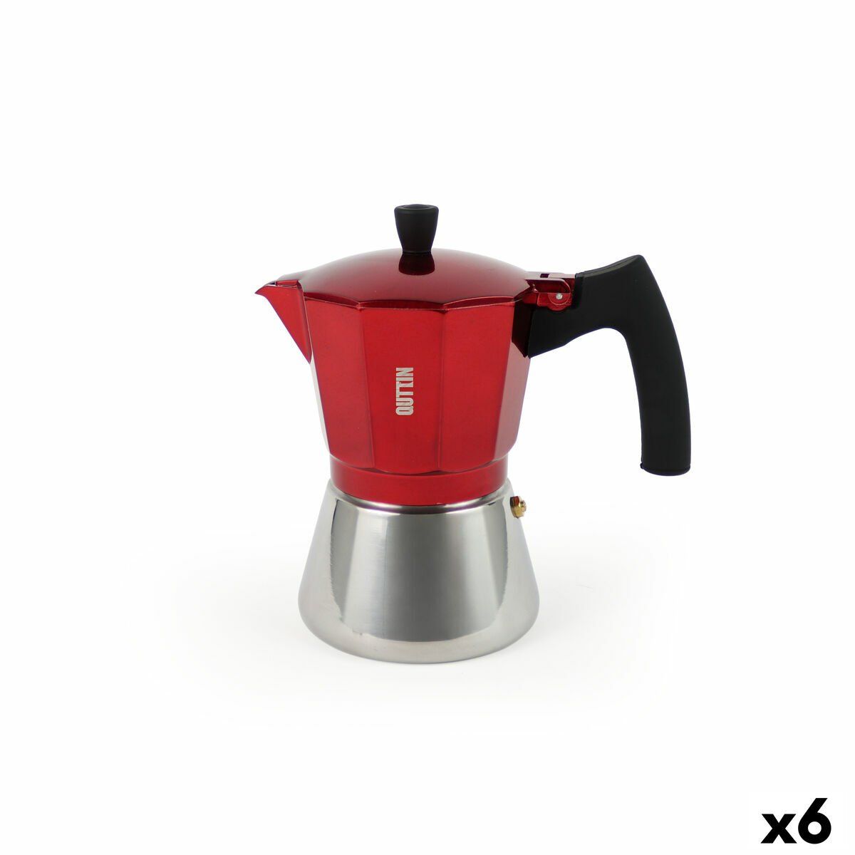 Cafetera Italiana Quttin Rojo Aluminio 0,45 L (6 Unidades)
