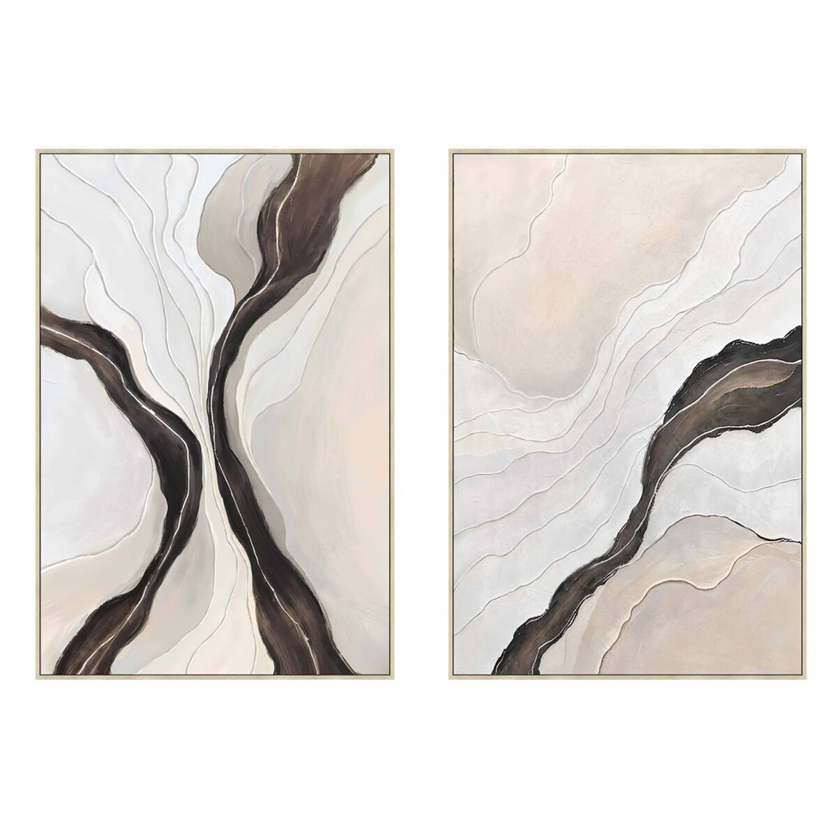 Lienzo Home ESPRIT Negro Beige Abstracto Urbano 80 x 3,7 x 120 cm (2 Unidades)