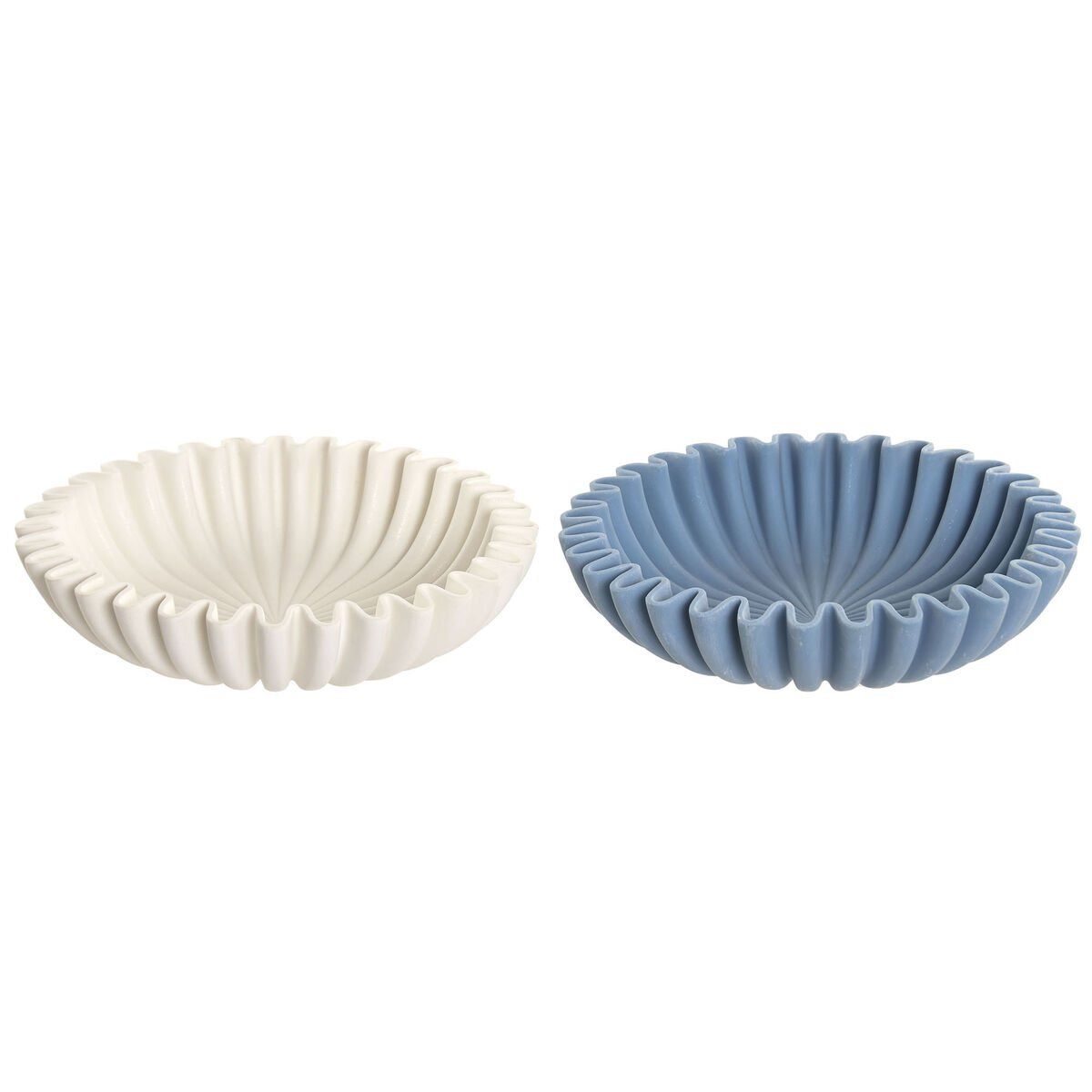 Centro de Mesa Home ESPRIT Blanco Azul marino Resina 30 x 30 x 7 cm (2 Unidades)