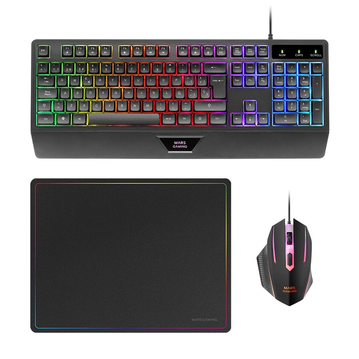 Teclado Mars Gaming MCP124ES Negro Multicolor (3 Unidades)