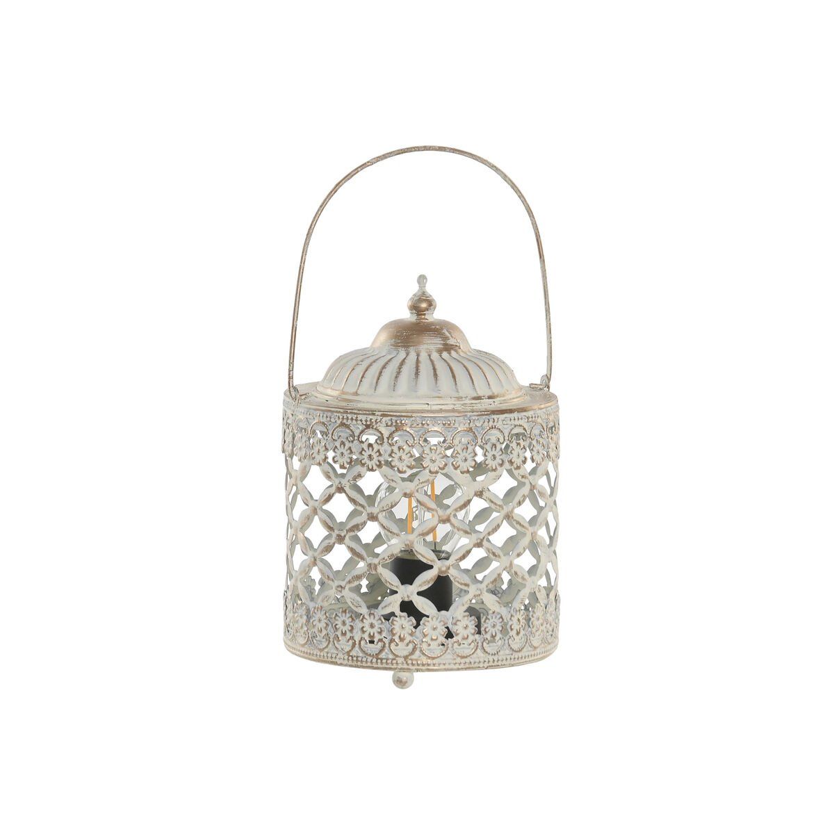 Farol Home ESPRIT Blanco Dorado Metal Cristal Árabe 13,5 x 13,5 x 19 cm