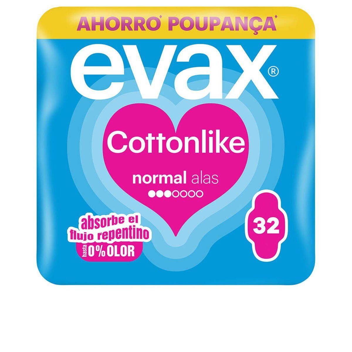 Compresas Normales con Alas Evax COTTONLIKE 32 unidades