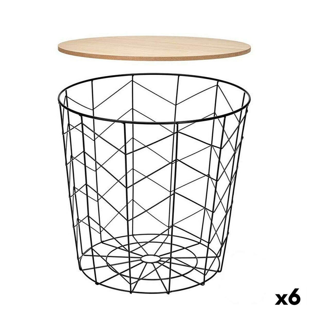Mesa auxiliar Gift Decor Marrón Negro 39,5 x 37 x 39,5 cm (6 Unidades)