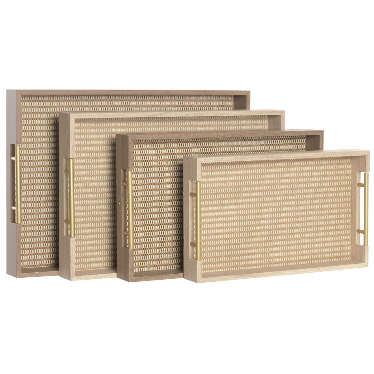 Juego de Bandejas Home ESPRIT Marrón Natural Tradicional
