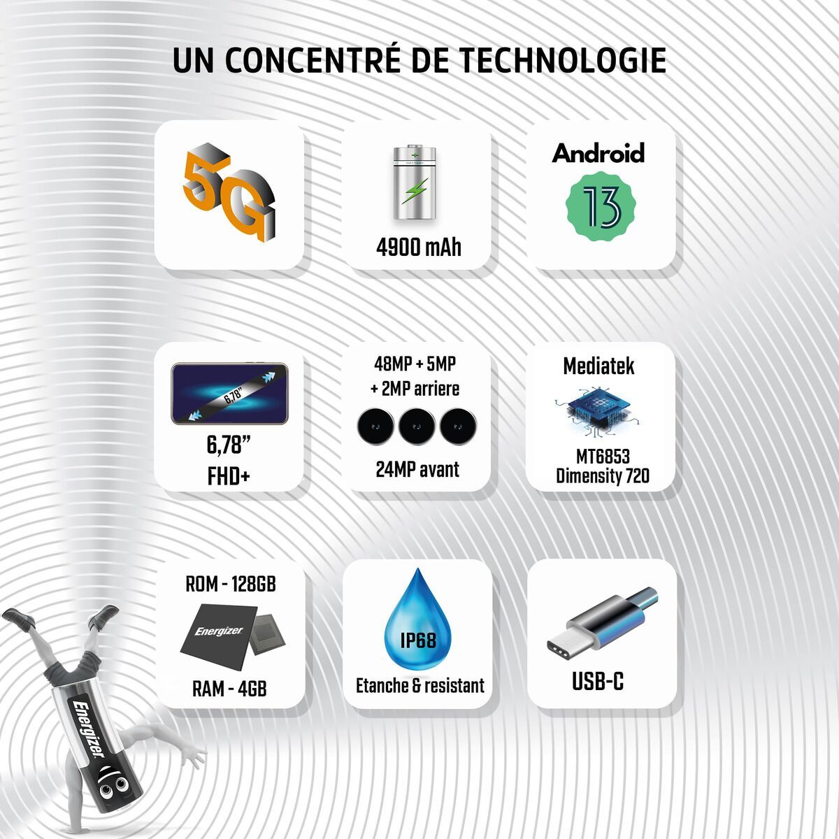 Teléfono Móvil para Mayores Energizer H67GEU 6,78" 4 GB RAM 128 GB Negro