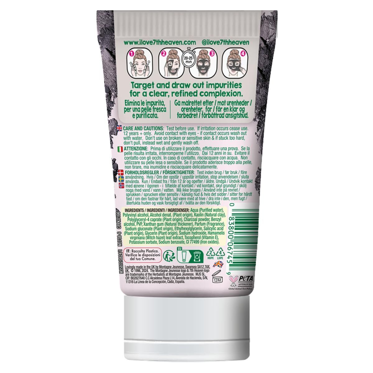 Mascarilla Facial Peel Off 7th Heaven CHARCOAL 50 ml