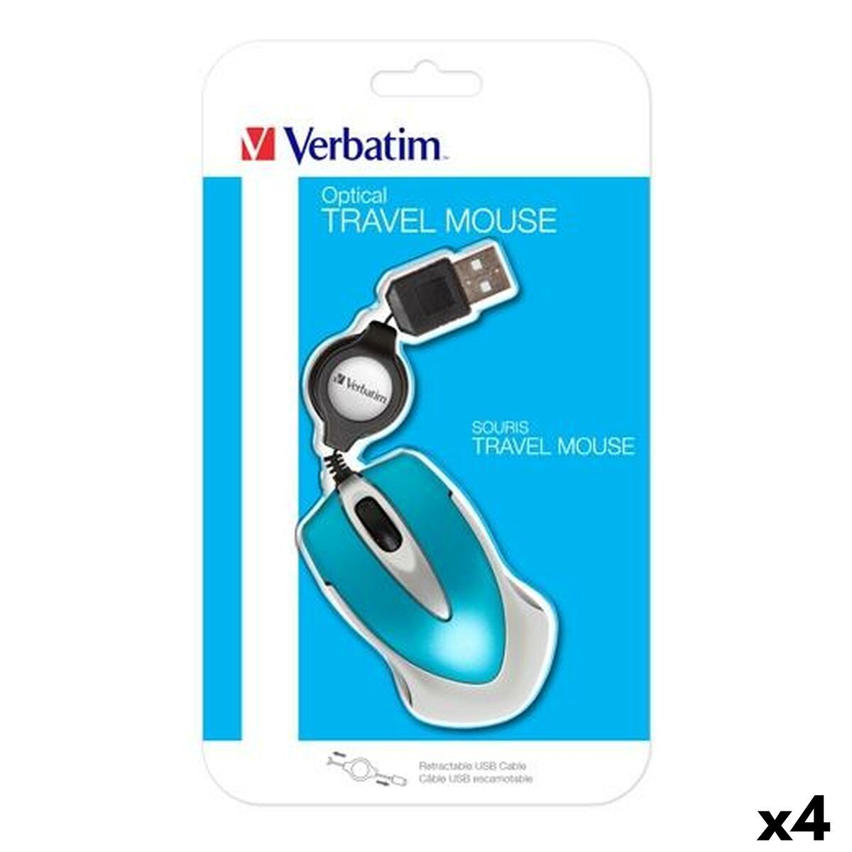Ratón Verbatim GO MINI Azul Negro 1000 dpi (4 Unidades)