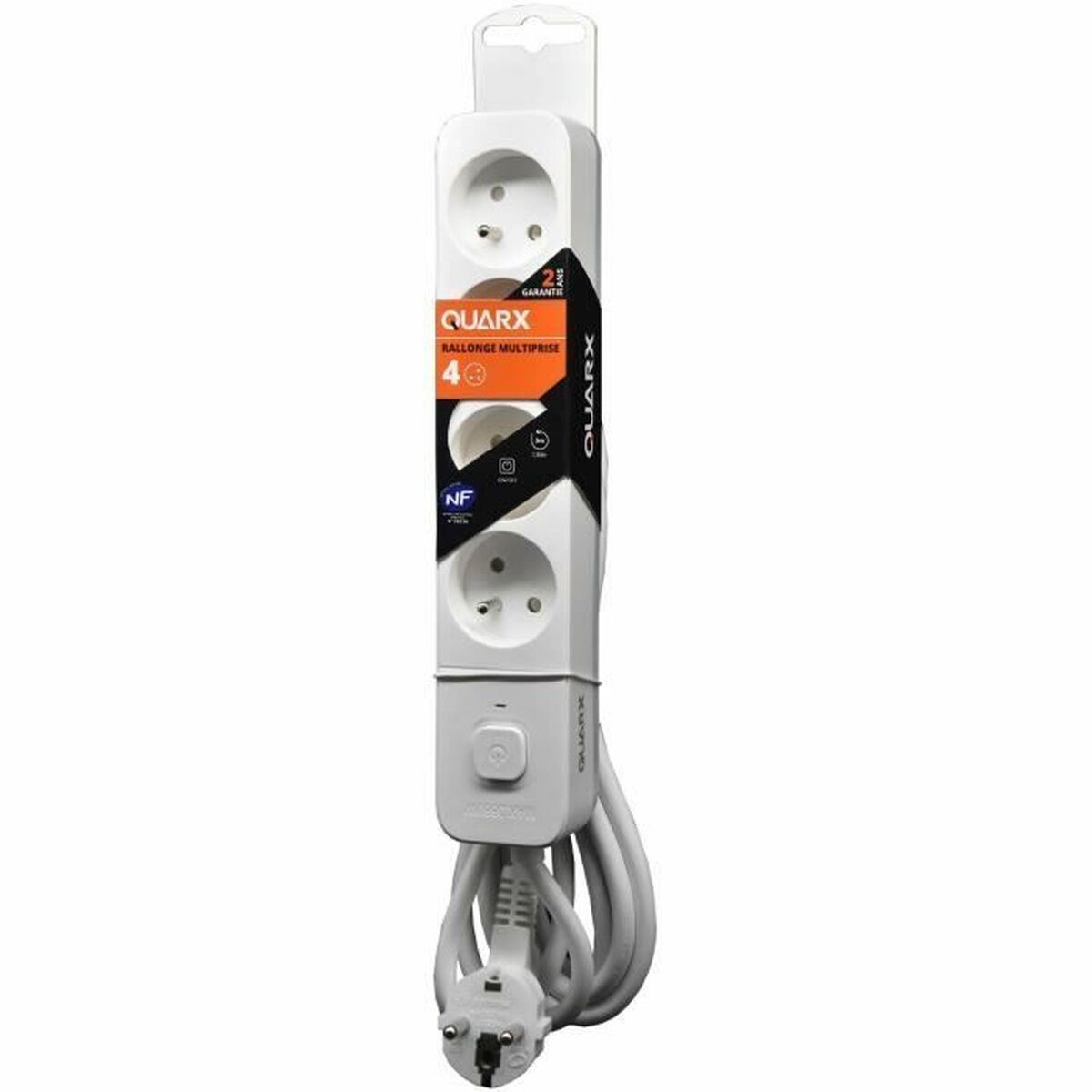 Regleta Enchufes 4 Tomas con interruptor QUARX (1,5 m)