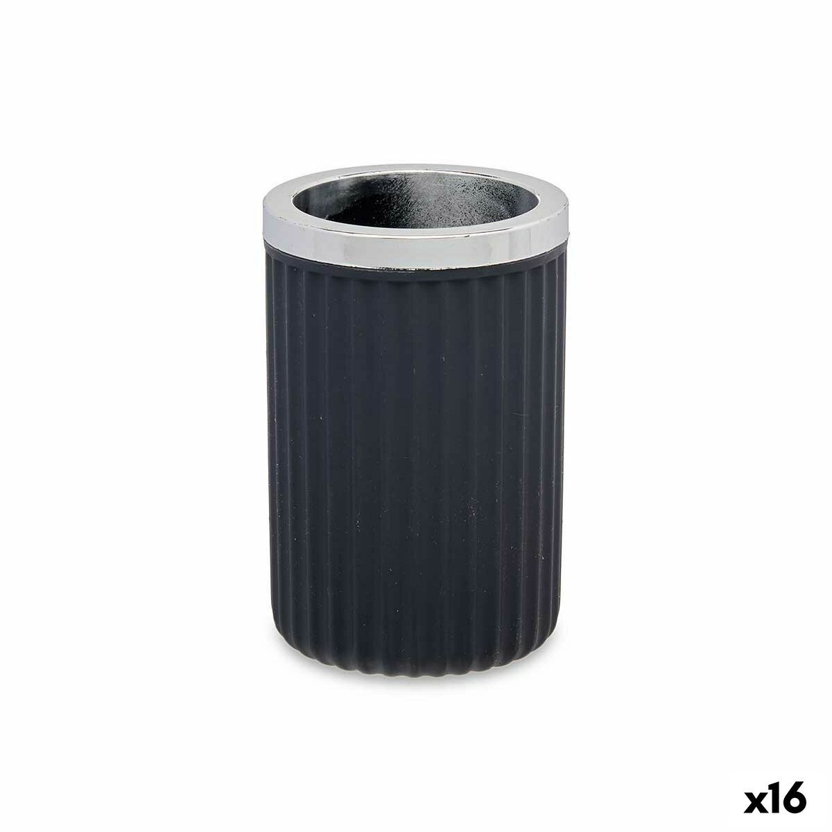 Vaso Berilo Antracita Plástico 7,5 x 11,5 x 7,5 cm (16 Unidades)