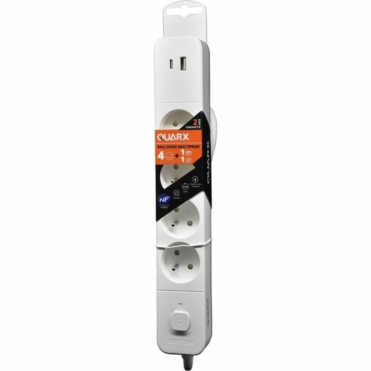 Regleta Enchufes 4 Tomas con interruptor QUARX (1,5 m)