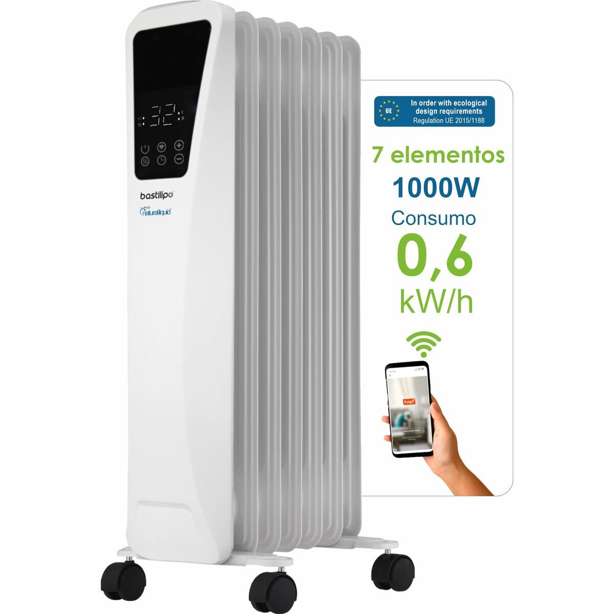 Radiador de Aceite Bastilipo R-ECOFLUID2-7 Blanco 1000 W