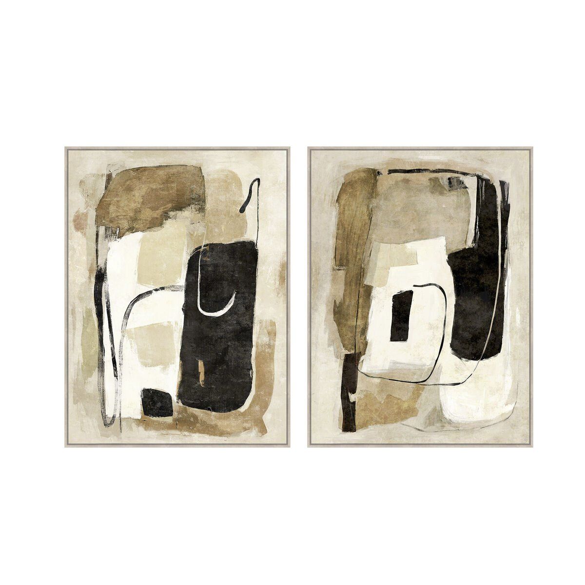 Lienzo Home ESPRIT Negro Beige Abstracto Urbano 90 x 4 x 120 cm (2 Unidades)