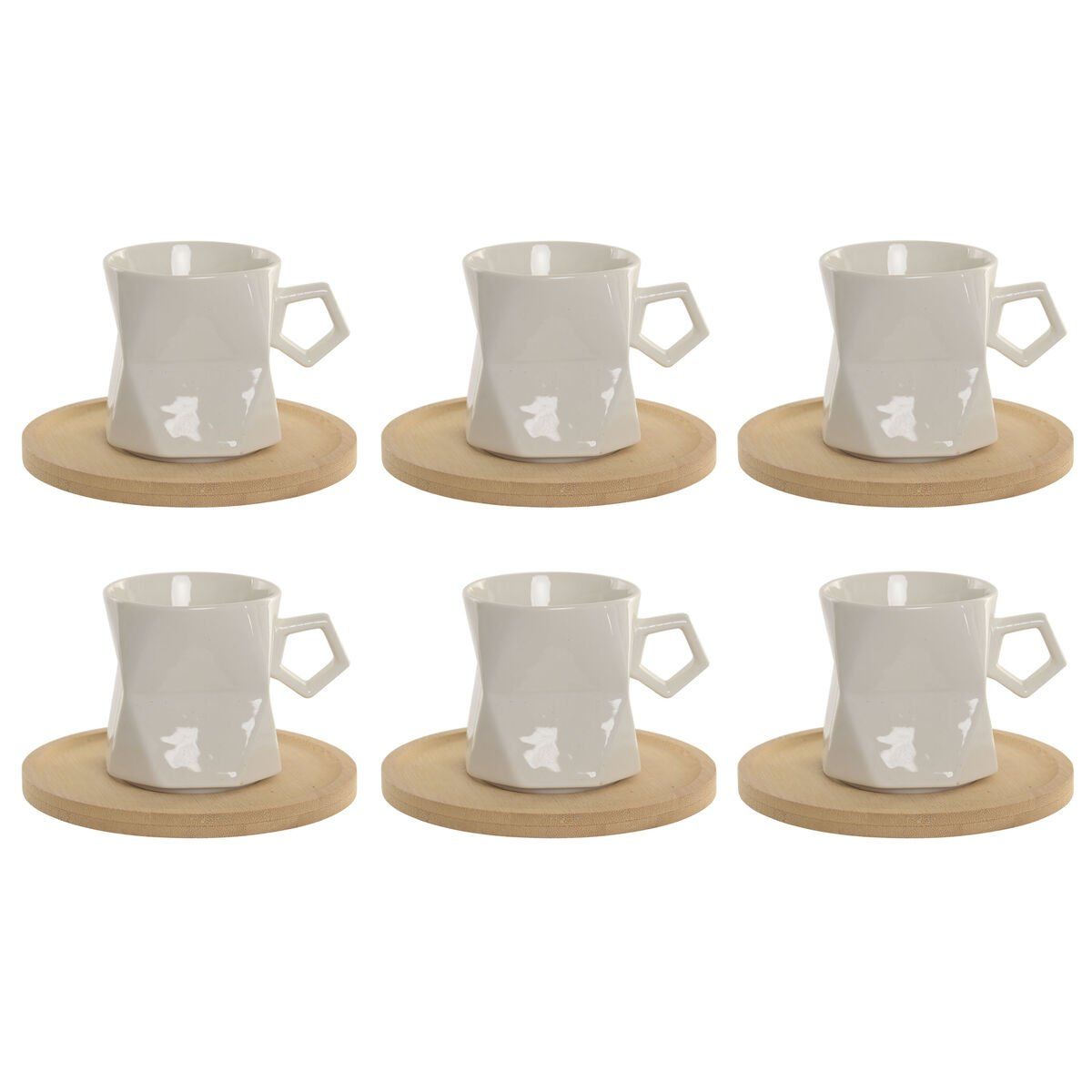 Juego de 6 Tazas con Plato Home ESPRIT Blanco Porcelana 180 ml