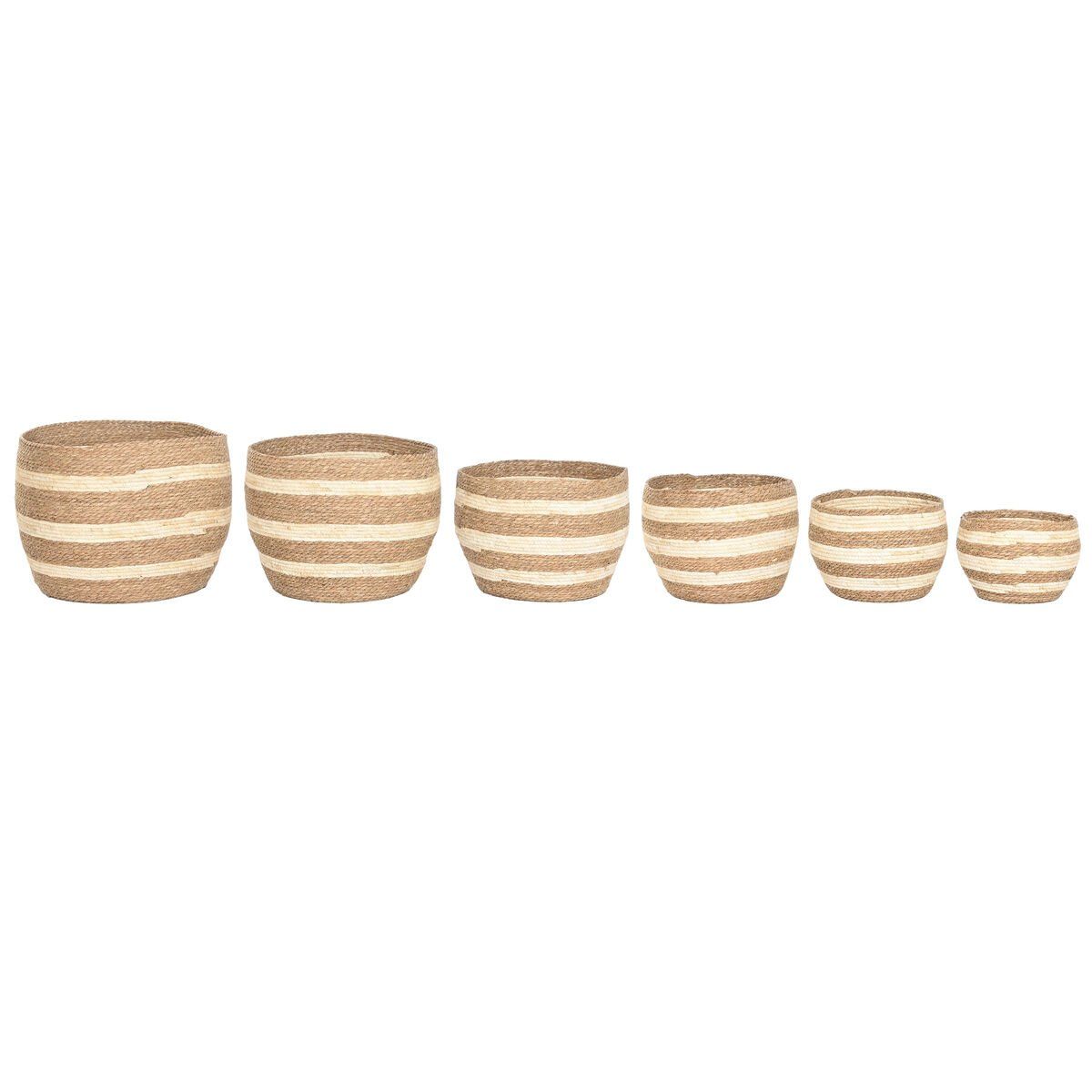 Caja Decorativa Home ESPRIT Crema Natural Fibra natural