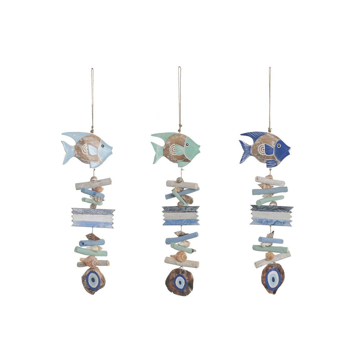 Decoración Colgante Home ESPRIT Azul Blanco Azul cielo Azul marino Mediterráneo (3 Unidades)