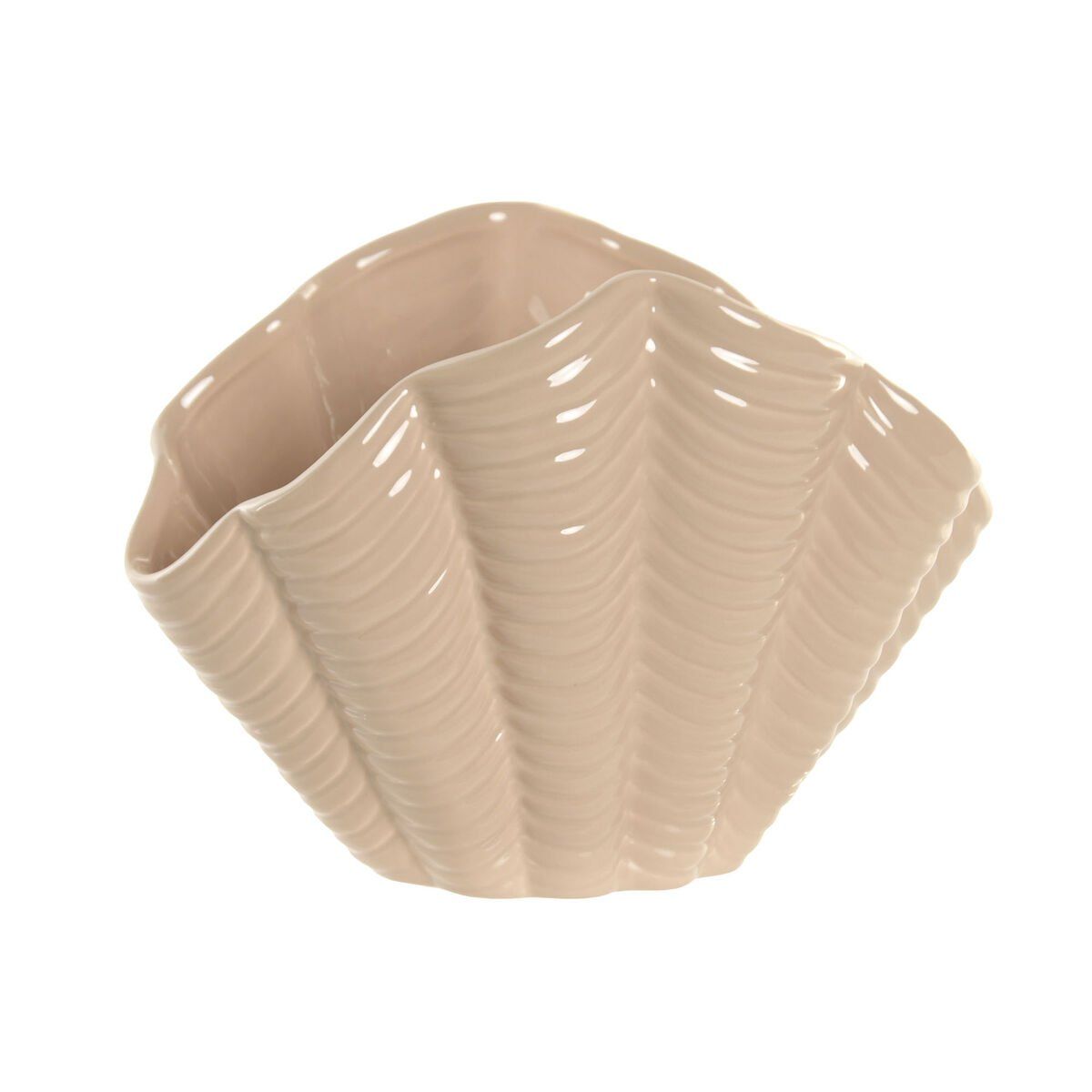 Jarrón Home ESPRIT Beige Gres Concha Mediterráneo 25 X 14,5 X 17,5 CM