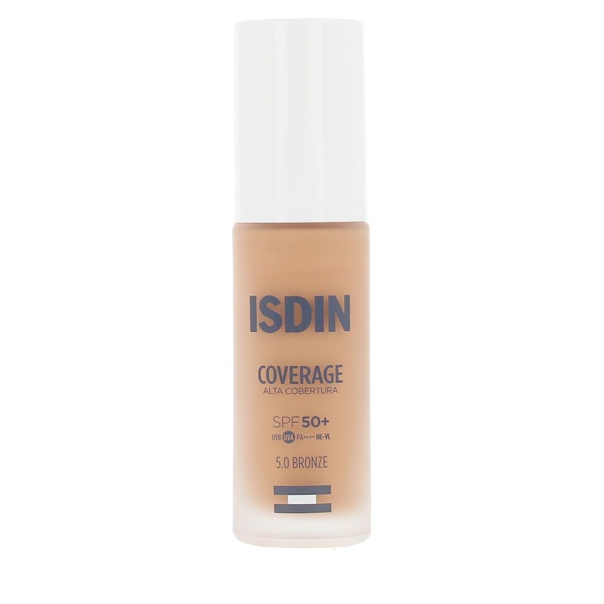 Base de Maquillaje Fluida Isdin COVERAGE Nº 5.0 Bronze Spf 50 30 g