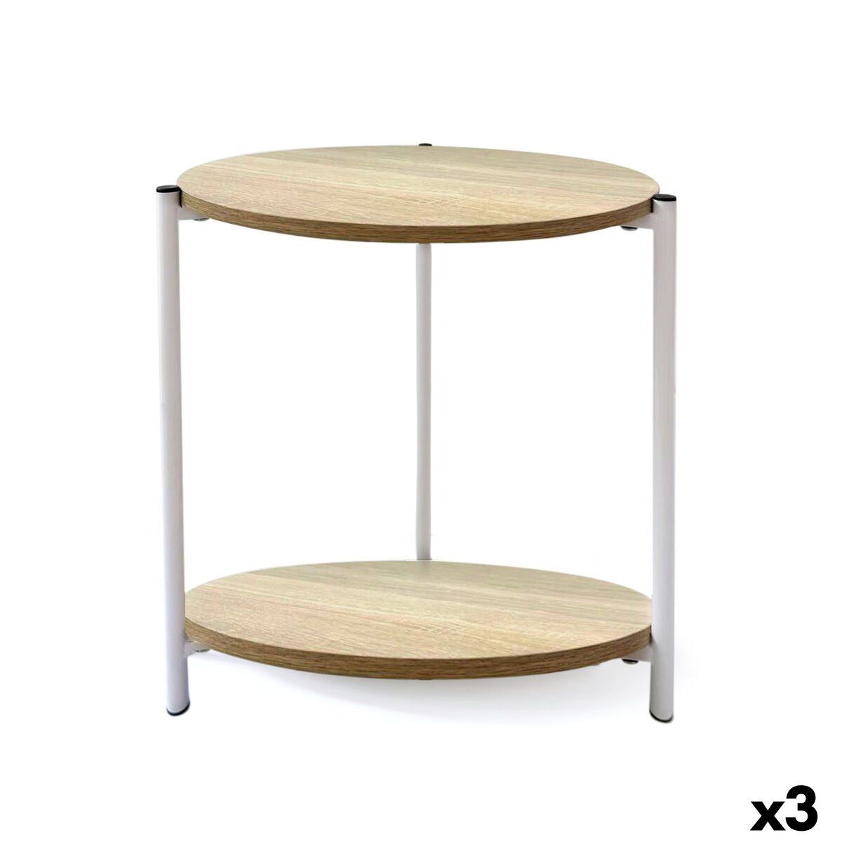 Mesa auxiliar MobleKit Blanco Metal Madera 40 x 42 cm (3 Unidades)