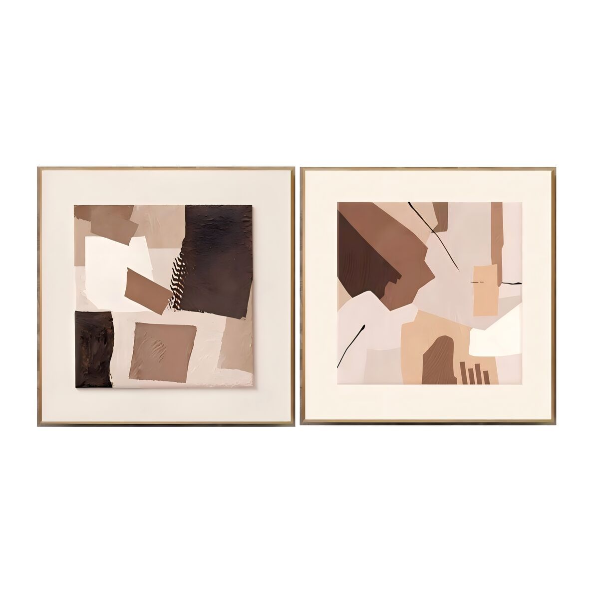 Cuadro Home ESPRIT Aluminio Madera MDF 60 x 3,5 x 60 cm (2 Unidades)