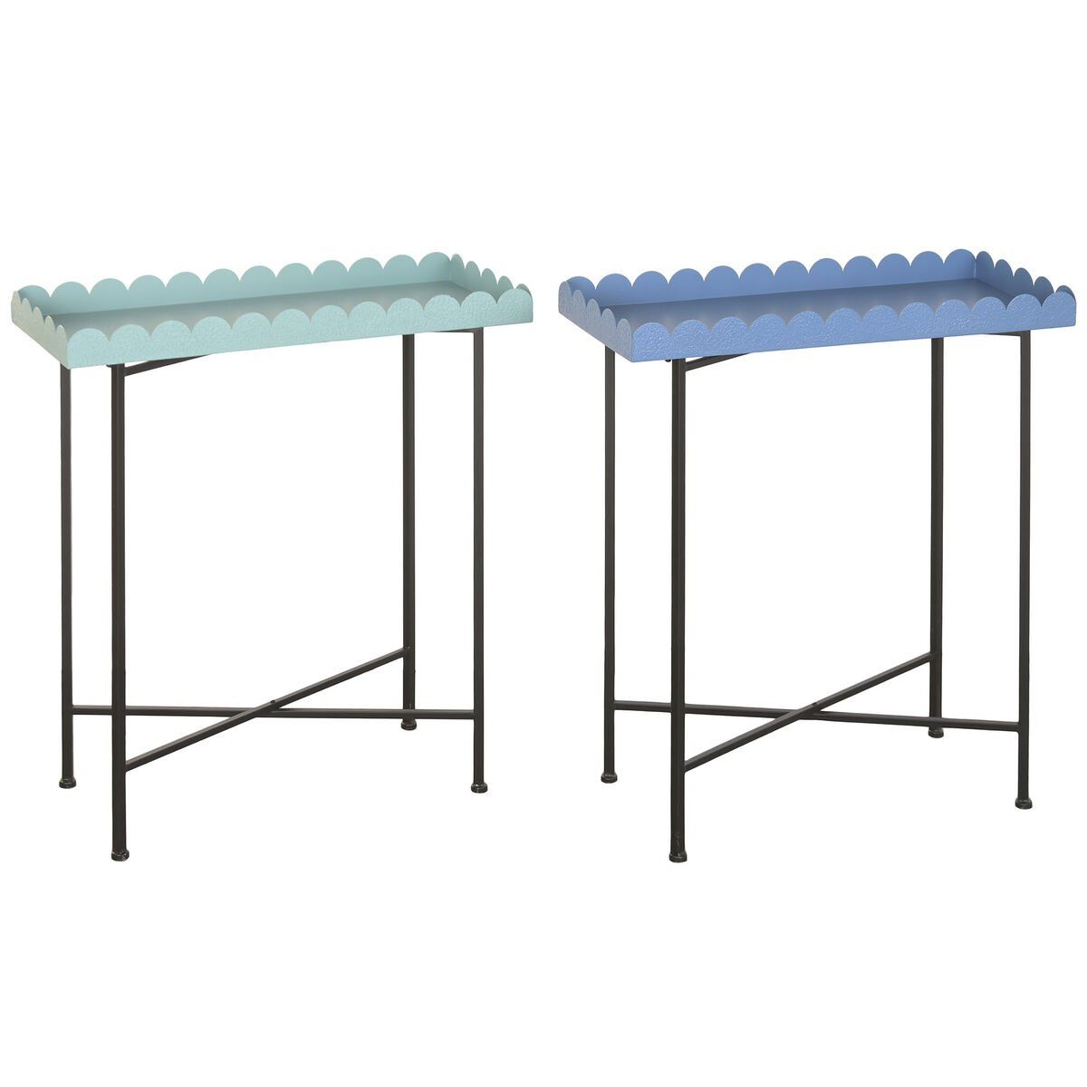 Mesa auxiliar Home ESPRIT Azul Turquesa 60 x 25 x 70 cm (2 Unidades)
