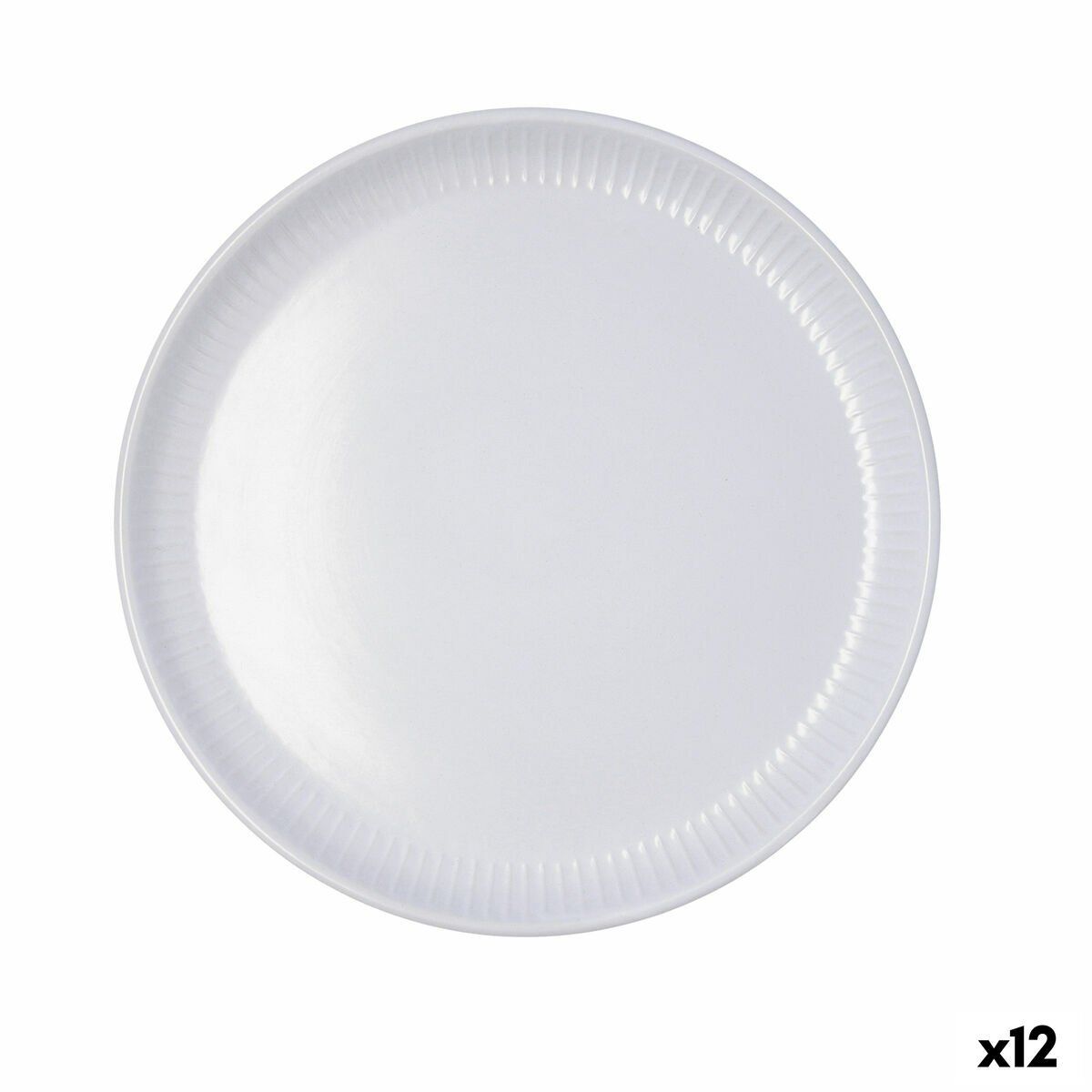 Plato Llano Bidasoa Moana Gris Cerámica Ø 26 cm (12 Unidades)