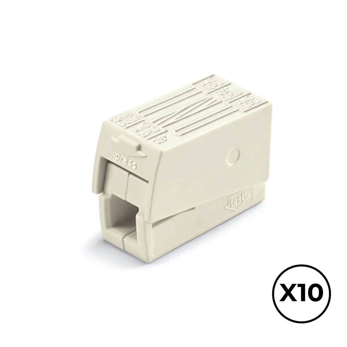 Conector rápido Wago 9,5 x 20,4 x 15,5 mm 2,5 mm 3 conexiones (10 Unidades)