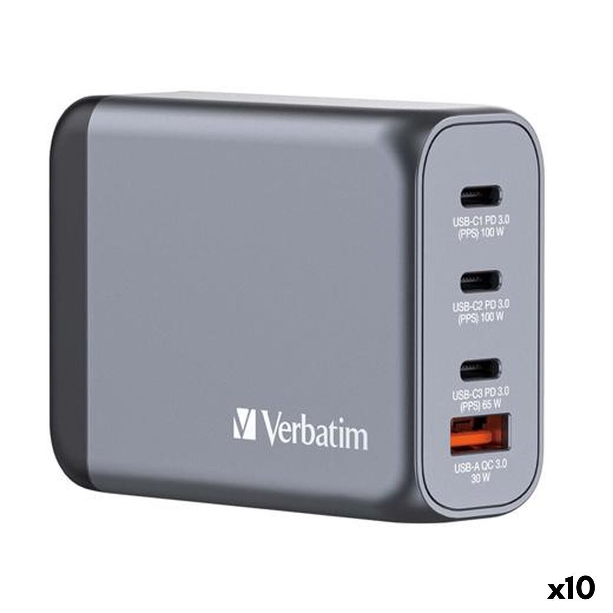 Cargador de Pared Verbatim GNC-100 Negro 100 W (10 Unidades)