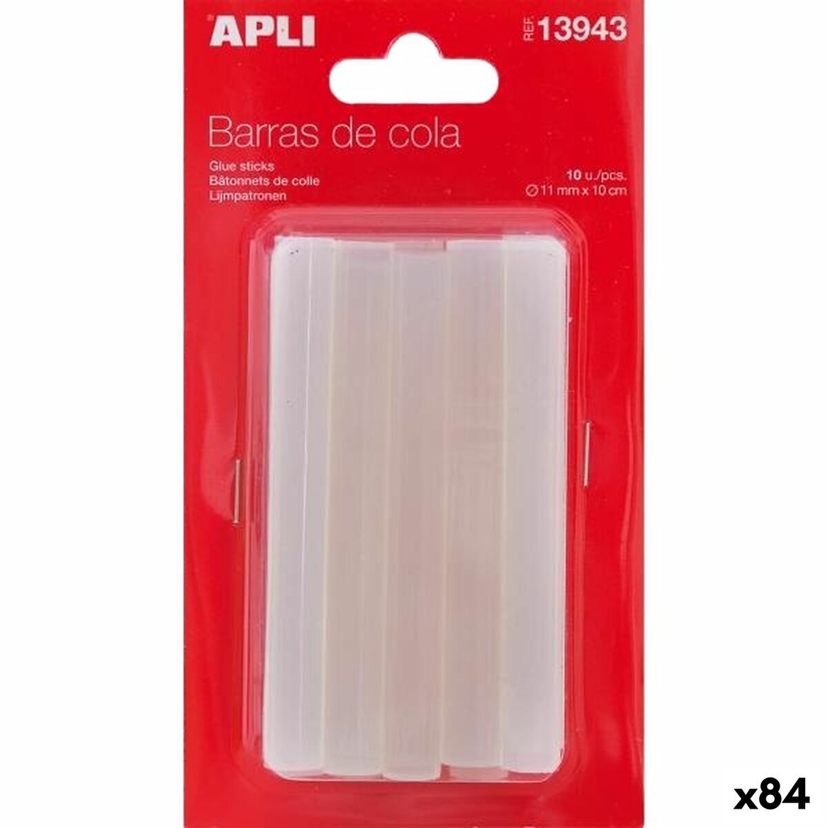 Barras de cola termofusible Apli 10 Piezas (84 Unidades)