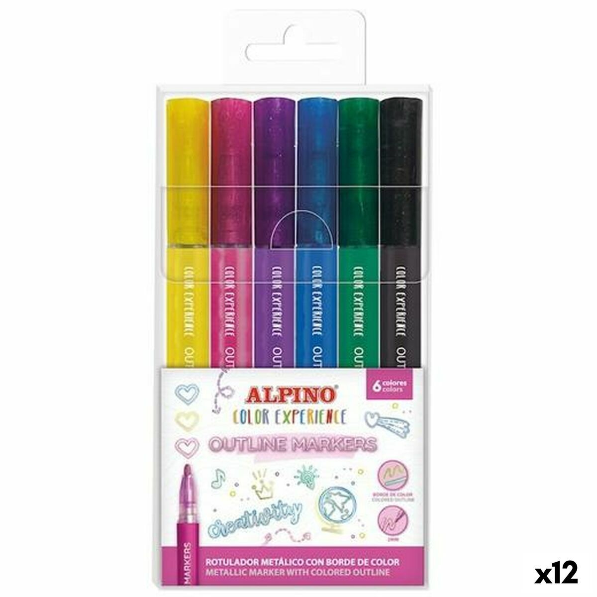 Set de Rotuladores Alpino OUTLINE COLOR EXPERIENCE Multicolor 6 Piezas (12 Unidades)