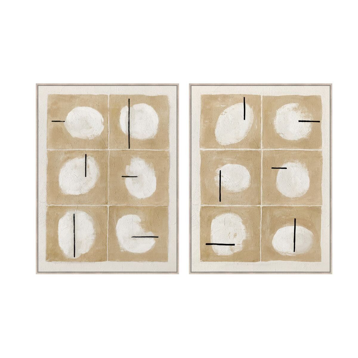 Lienzo Home ESPRIT Blanco Negro Beige Moderno Con relieve Urbano 90 x 4 x 120 cm (2 Unidades)