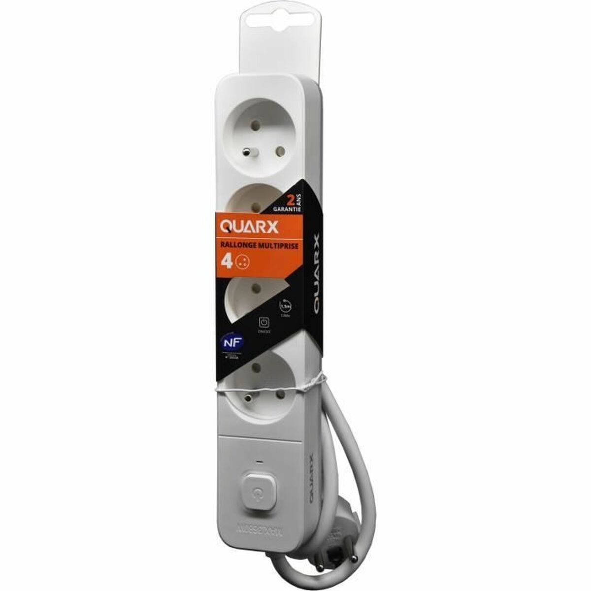 Regleta Enchufes 4 Tomas con interruptor QUARX (3 m)
